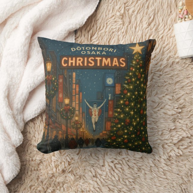 Coussin La merveilleuse rue de Noël Dotonbori à Osaka (Couverture)
