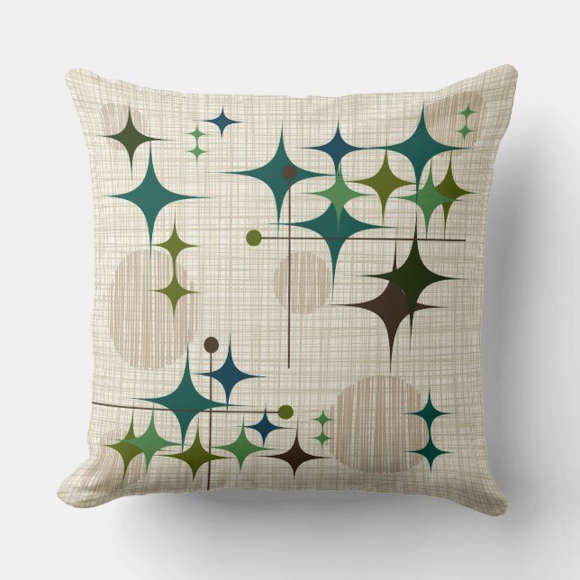 Coussin La moitié du siècle Starbursts moderne et globes (Recto)