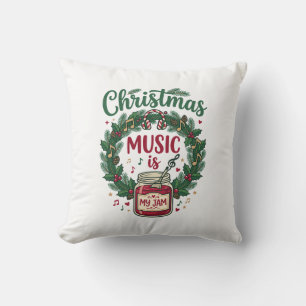 Coussin La musique de Noël est un casque de jarre de pin d