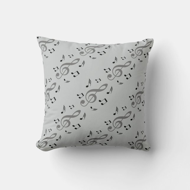 Coussin La musique note le gris (Recto)