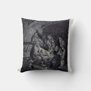 Coussin La Nativité par Gustave Doré Encre victorienne de 
