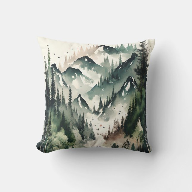 Coussin La nature de l'eau de la rivière Forest Mountain (Recto)