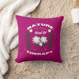 Coussin La nature est mon genre de thérapie design floral