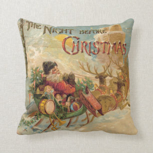 Coussin "La nuit avant Noël" Père Noël Sleigh