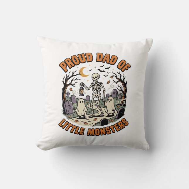 Coussin La nuit des petits monstres d'Halloween papa (Recto)