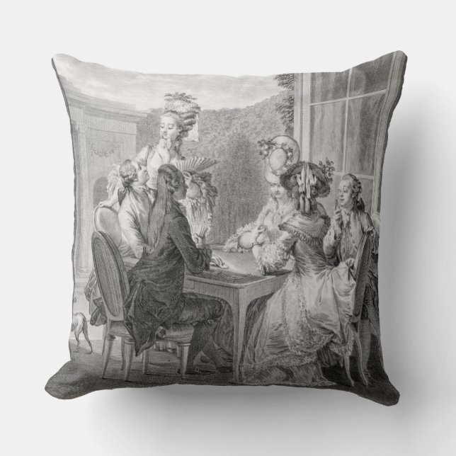 Coussin La partie de whist, 1783, gravé par Jean Dambrun (Recto)