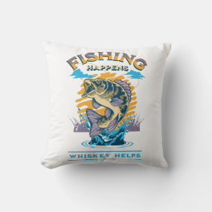 Coussin La Pêche Arrive. Whiskey Aide !