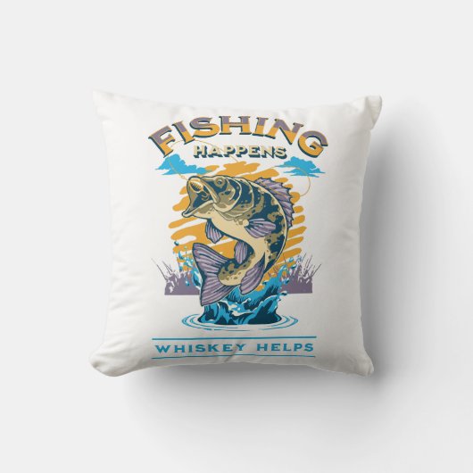 Coussin La Pêche Arrive. Whiskey Aide ! (Recto)