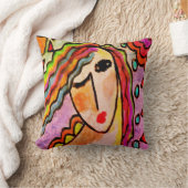 Coussin La peinture Abstraite funky d'une femme (Couverture)