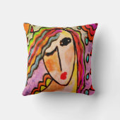 Coussin La peinture Abstraite funky d'une femme (Verso)