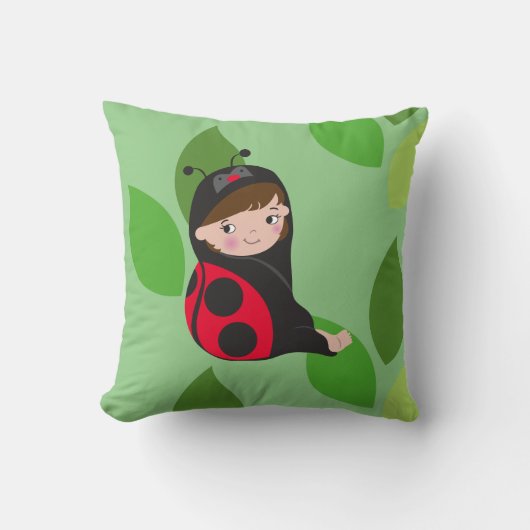 Coussin La petite fille en costume de Ladybug rouge (Recto)