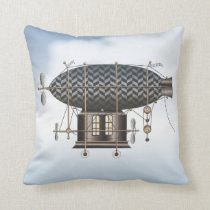 Coussin La petite machine de vol Noir de Steampunk de