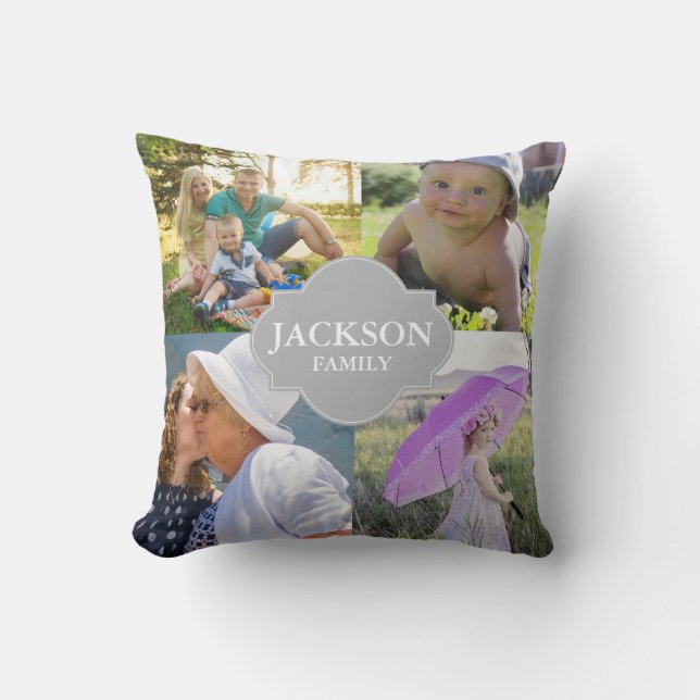 Coussin La photo se repose, 4 photos de collage avec le (Recto)