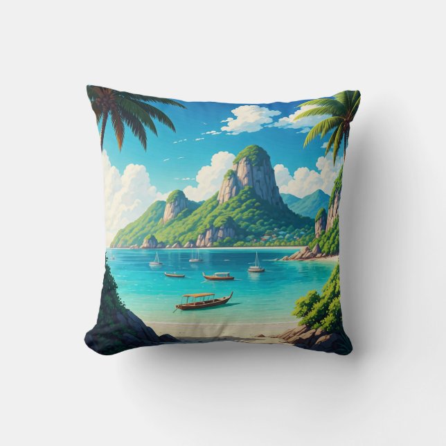 Coussin La plage de Ko Samui Thaïlande (Recto)