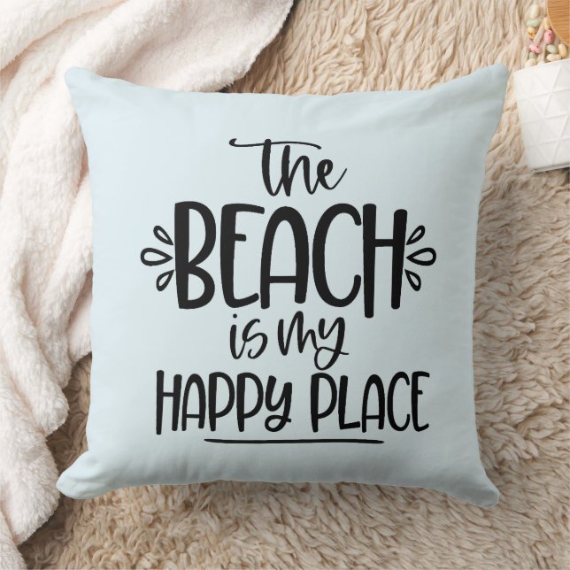 Coussin La plage est mon endroit heureux (Couverture)