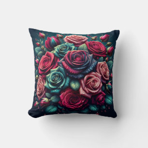Coussin "La pluie à couper le souffle Bouquet de Rose trem
