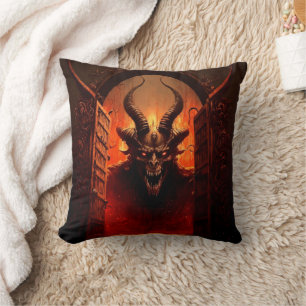 Coussin La porte de l'enfer avec motif de diable
