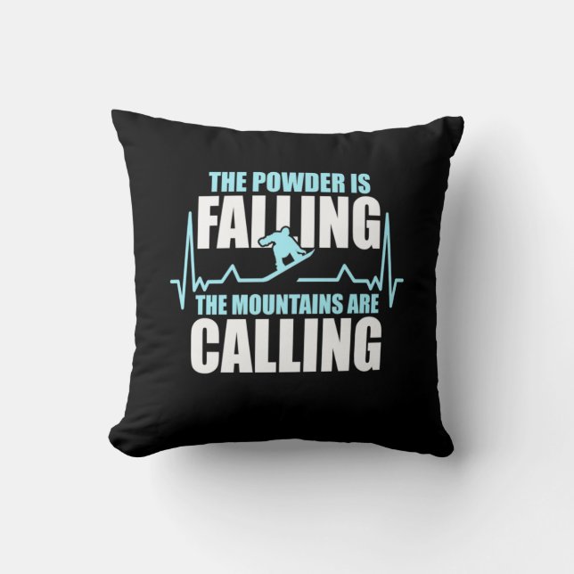 Coussin La Poudre Tombe Le Snowboard (Recto)