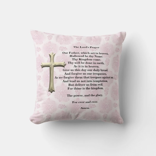 Coussin La prière du Seigneur (rose) (Recto)