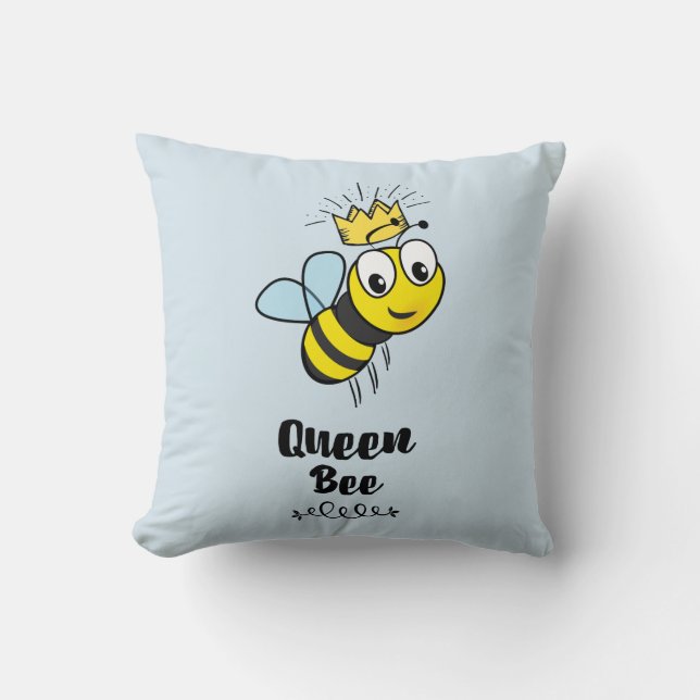 Coussin La reine Bee mignonne Bumble Bee avec Couronne (Recto)