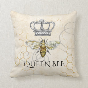 Coussin La reine d'abeille Vintage avec la ruche royale d'