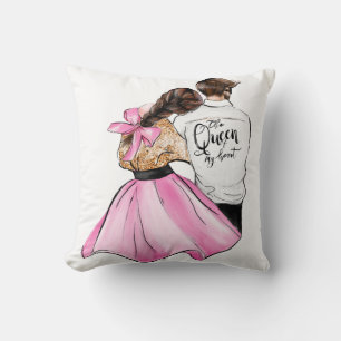 Coussin La Reine de mon coeur couple de la Saint-Valentin