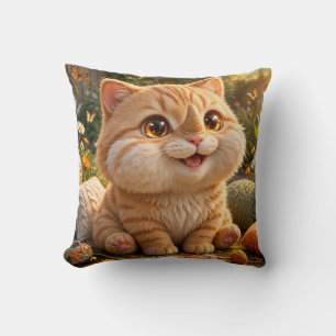 Coussin La retraite de jardin du petit rhino-chat