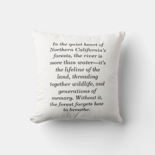 Coussin La rivière rappelle la forêt de Californie du Nord