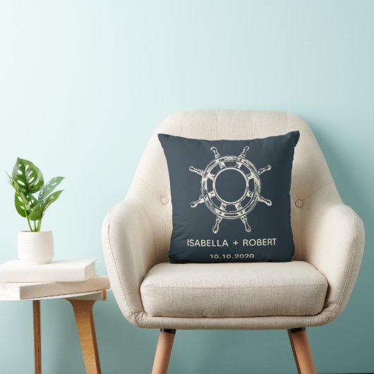 Coussin La roue du navire bleu | Mariage Keepsaké (Chaise)