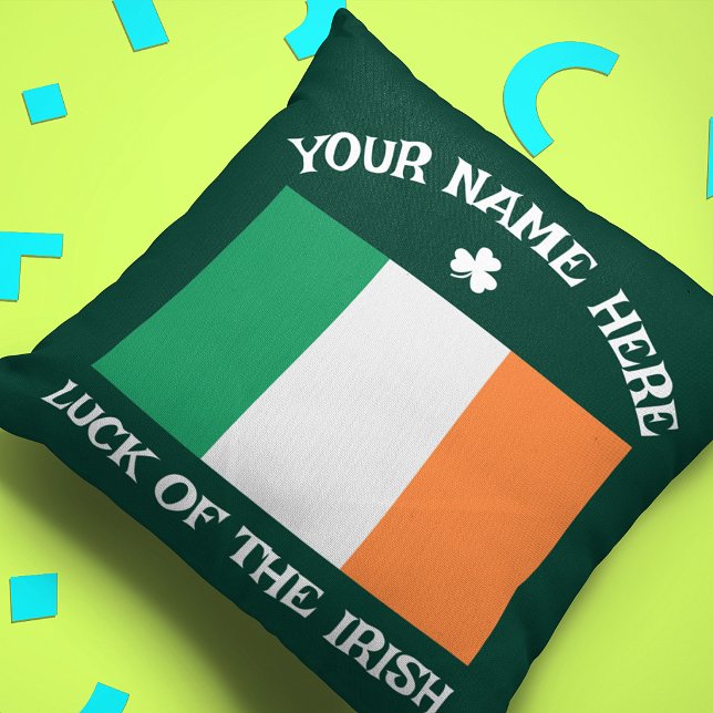 Coussin La Saint-Patrick Drapeau Irlande Nom Personnalisé  (Créateur téléchargé)