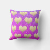 Coussin La Saint-Valentin Cœur Doré Rose Violet Pailleté (Verso)