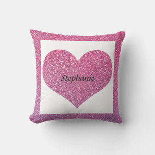 Coussin La Saint-Valentin Cœur Monogramme Rose Doré Paille