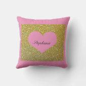 Coussin La Saint-Valentin Or Glitter Monogram Coeur Rose (Verso)
