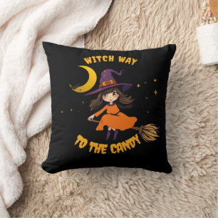 Coussin La Sorcière d'Halloween - Quel chemin pour le bonb