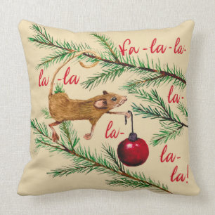 Coussin La souris aquarelle décore l'arbre de Noël