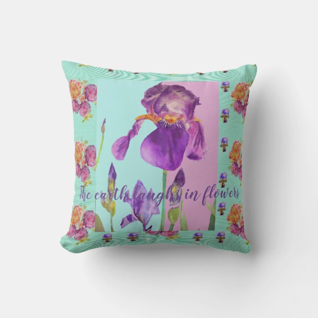 Coussin La Terre Rire Dans Les Fleurs Florales Cushion (Recto)