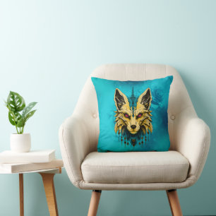 Coussin La tête de renard mystique, noble et mystérieuse.
