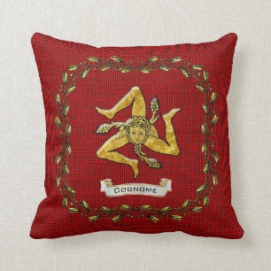 Coussin La toile de jute olive sicilienne de guirlande de