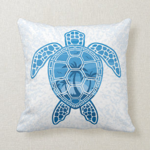 Coussin La tortue de mer des îles tropicales en bleu