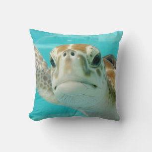 Coussin La tortue de mer nager dans l'eau de Turquouise