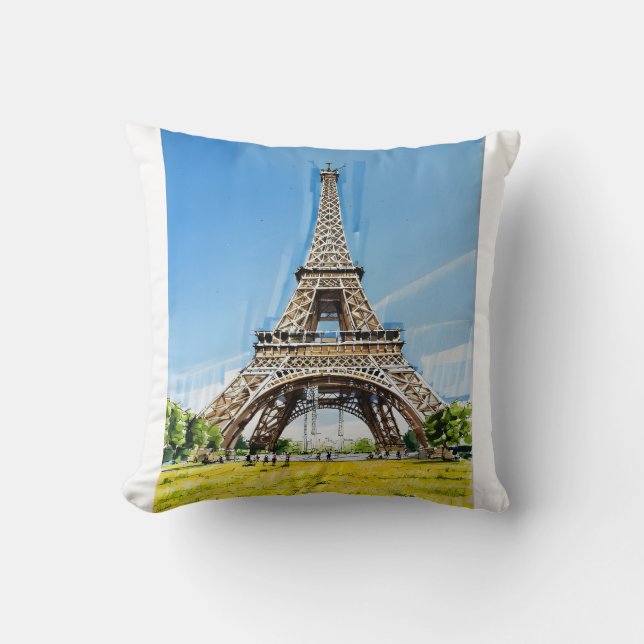 Coussin la Tour Eiffel - Dessin à main levée (Recto)
