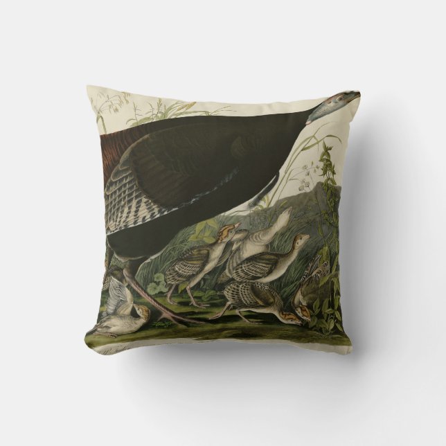Coussin La Turquie sauvage des oiseaux d'Amérique d'Audubo (Recto)