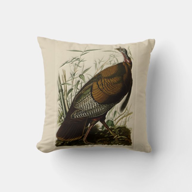 Coussin La Turquie sauvage par John Audubon (Recto)