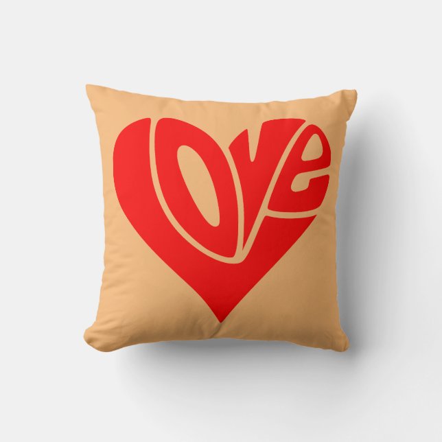 Coussin La typographie de l'amour en forme de coeur (Recto)
