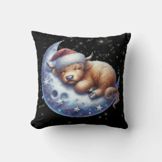Coussin La vache de père Noël Highland dort sur la lune
