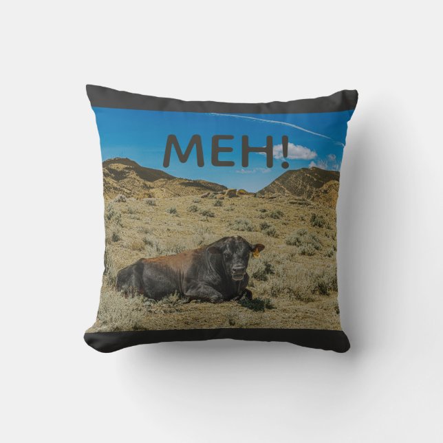 Coussin La vache STEER la vache dit MEH pas de meuglement  (Recto)