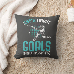 Coussin La vie à propos des objectifs Joueur de hockey sur