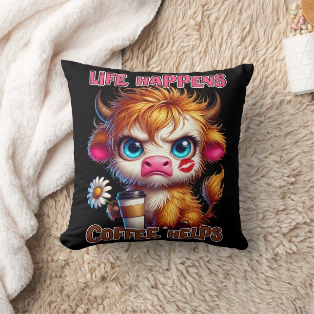 Coussin La vie arrive, le café aide  (Couverture)