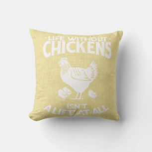 Coussin La vie avec la typographie du poulet