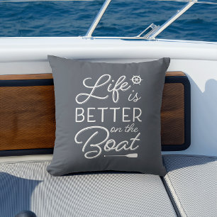 Coussin La Vie Bleue Ardoise Est Meilleure Sur Le Bateau